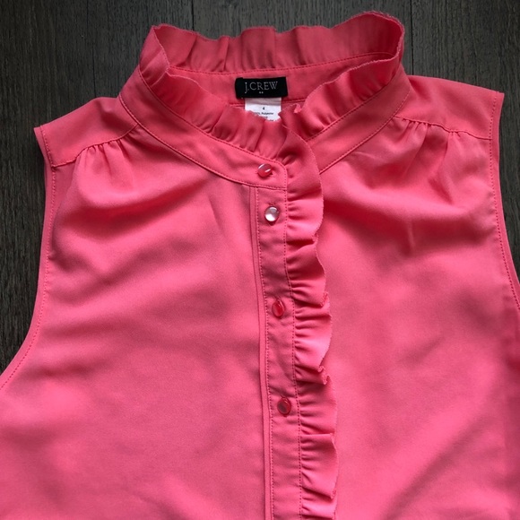 J. Crew Coral Ruffle Blouse - Picture 2 of 4